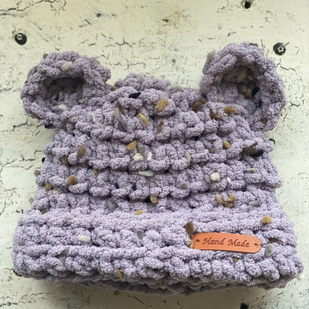 New Violet Baby Bear Hat 0 to 6 months bundle 2 for $25.00